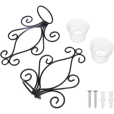 2 Supports de Bougie Appliques Murales Style Européen Motif Tourbillon Art en Fer Support de Bougie Mural gray