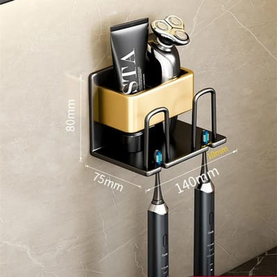 Wandgemonteerde Tandenborstelhouder Aluminiumlegering Tandpasta Rek Badkamer Huishoudelijk Ruimtebesparend Geen Boren Badkameraccessoires black