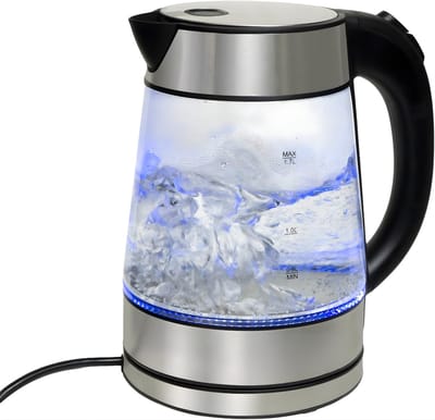 QIN® Waterkoker - Waterkoker Met Temperatuurregeling - Waterkoker Glas - Zilver - 21cm x 16cm x 25cm