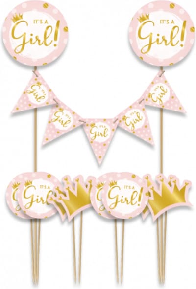 Paperdreams - Taartdecoratie set It's a girl - 9 stuks