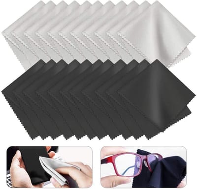 TuseRxln Microvezel Brillen Doekjes - Brillendoekjes - Pluisvrij & Zacht Voor Gevoelige Schermen - 20 Stuks - Voor Brillen, Laptops En Zonnebrillen Zwart/Grijs
