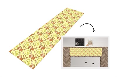 Keukenloper - Loper keuken - Patroon - Aap - Banaan - 200x50 cm - Keukenloper vinyl