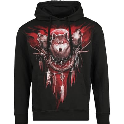 Spiral - Gothic Trui met capuchon - Cry Of The Wolf - S tot M - voor Mannen - zwart