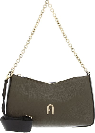FURLA Leren Schoudertas Avondtas Primula Mini Crossbody Double Strap Sage + Soil Kaki