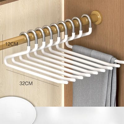gebrek Broekhangers Anti-roest Chroom Metalen Hangers Antislip Rubberen Coating Ruimtebesparende Jeans Hanger voor Gemakkelijk-Slide Broeken wit