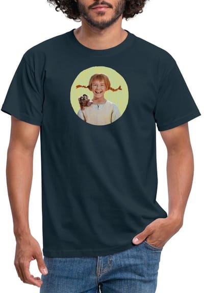 Pippi Langkous Portret Pippi Met Meneer Nilsson T-Shirt Heren