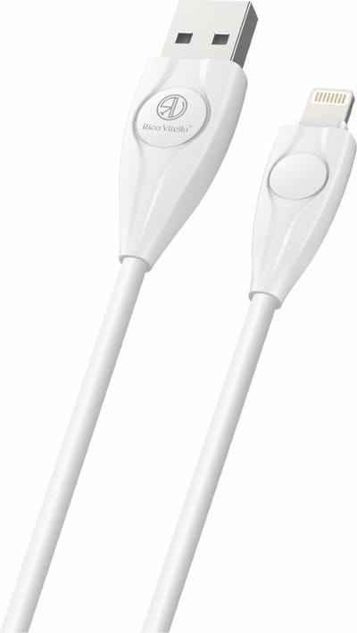 Lightning Rico Vitello snel oplaadkabel- datakabel naar USB, extra sterk 1 meter/ hoge kwaliteit/geschikt voor Apple iPhone 14 serie/13 serie/12 serie/11 serie/iPhone X serie/ 7,8,SE serie/ iPhone 6 serie/ iPad serie met lightning oplaadpoort Wit