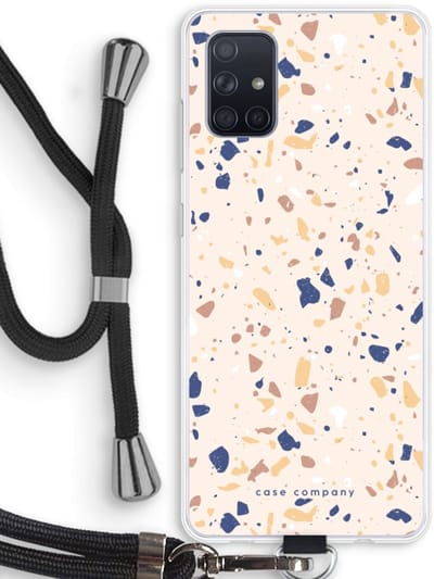 Case Company® - Hoesje met koord geschikt voor Samsung Galaxy A71 hoesje met Koord - Terrazzo N°23 - Telefoonhoesje met Zwart Koord - Bescherming aan alle Kanten en Over de Schermrand