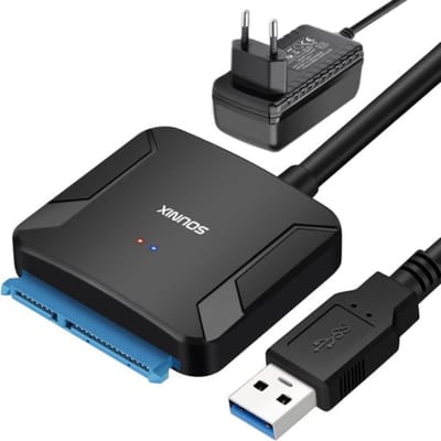 Sounix SATA III naar USB 3.0 kabel Adapter - 2.5 inch en 3.5 inch HDD en SSD Harde Schijf Compatible - met Power Supply