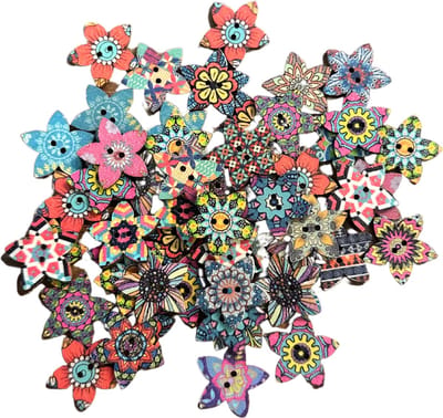Knopen - Knopenmix van 50 - Bloem/Ster Vorm - geschikt voor Naaien, Scrapbooking, Decoratie, DIY, etc. - 25 x 25 MM