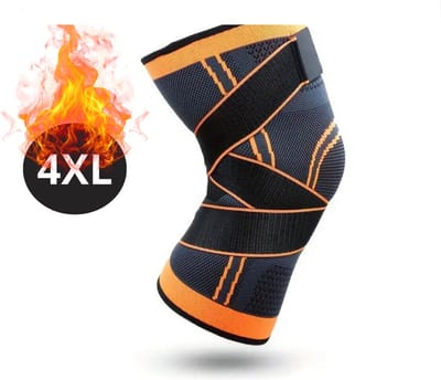 Bovista Kniebrace - Sportbrace Knie - Knee Sleeves - Knee Sleeves Powerlifting - Compressie Knie Brace - Knee Wraps - Knee Support - Dames - Heren - Comfortabel - Oranje - Maat XXXXL