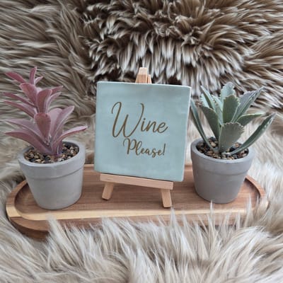 Robuust Wenstegeltje - Wine Please! – Luxe Wijn Tegel met Tekst – Leuk Cadeau voor Wijnliefhebbers en Gezellige Avonden - Trendy nu - Cadeau - Vrienden of Vriendinnen - Familie