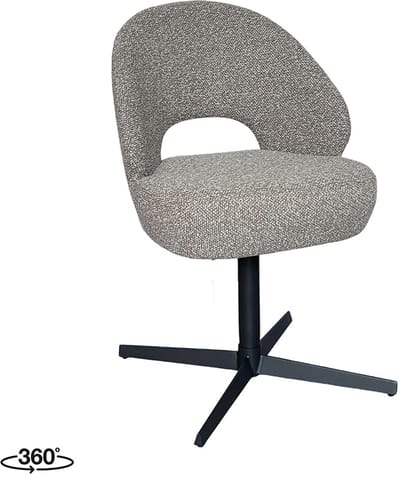LABEL51 Saint Tropez Eetkamerstoel - Bruin - Royal Stof - Zwart Metaal - Stoel - Eetkamerfauteuil