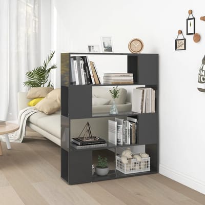 vidaXL - Boekenkast/kamerscherm - 100x24x124 - cm - hoogglans - grijs