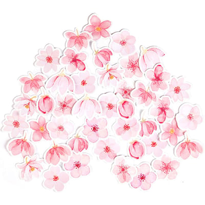 45 stuks kersenbloesem stickers levendige kleuren Sakura scrapbook stickers sterk klevende bloem white