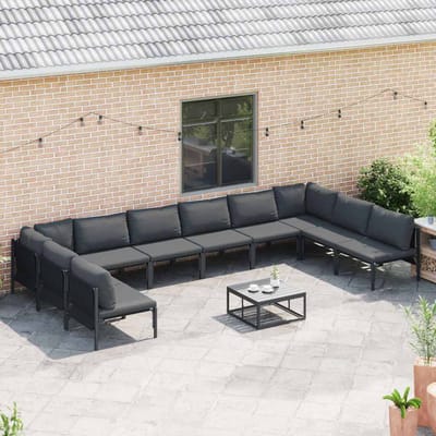 vidaXL - Tuinbank - Set - 10 - st - Zwart - Staal