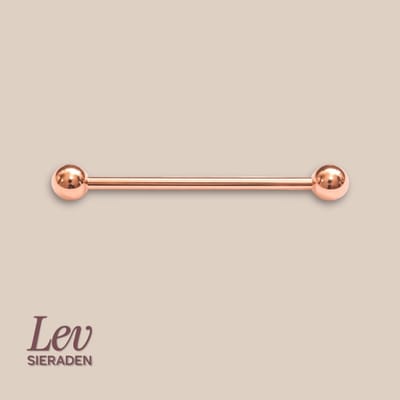 Lev Sieraden - 1.6x34mm Industrial barbell Rose - 5mm balletjes - Titanium piercing - tong piercing - Rose kleurig