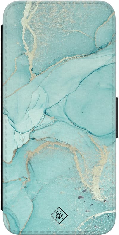 Casimoda® bookcase - Geschikt voor Samsung Galaxy S24 - Hoesje met pasjeshouder - Marmer mint groen - Mint - Kunstleer