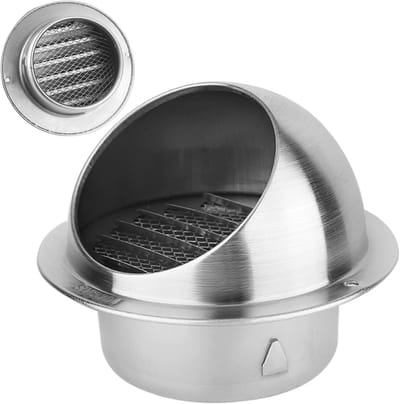 Ventilatierooster RVS - Luchtkap Buiten - Afvoer Lucht - Regenwerend Ontwerp - 200 mm - Zilver