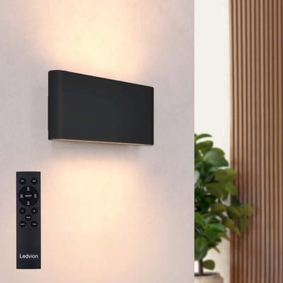 Ledvion - USB Oplaadbare Wandlamp met Afstandsbediening - Zwart - Draadloos - Dimbaar - 2700K - 4400 mAh - Ovaal - Binnen & Buiten