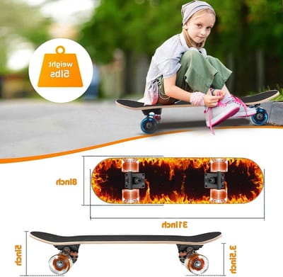 Kleurrijke Skateboards met Flitsende Wielen voor Beginners en Kinderen, 28 x 8 Inch Compleet Skateboard van 9 Laags Canadees Esdoornhout, Geschikt voor Jongeren en Volwassenen