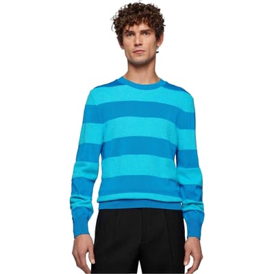 Boss Heren Eromeo Horizontale Streep Regular Trui (Helder Blauw)