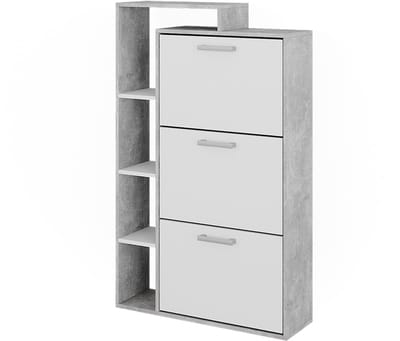Vicco Orlando Schoenenkantelaar – 80 x 128.3 cm met 3 compartimenten Wit/beton