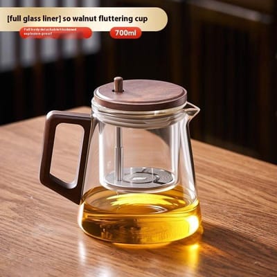 Chinese Kung Fu Theeset Theekopje Walnoot Zet Elegante Kop Transparante Brouwtheepot Huishoudelijk Thee Water Scheiding Theekopje brown