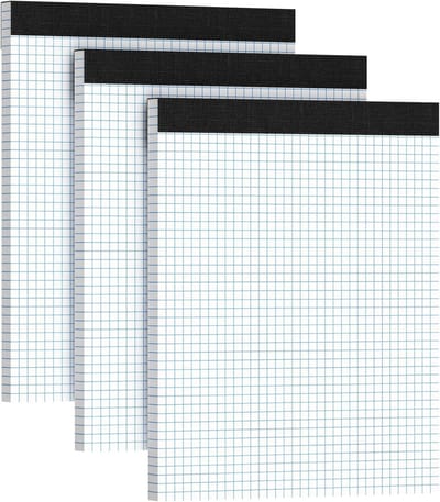 Grafiekpapier Blokken - Ruitjespapier Notitieblok - Tekenen en Ontwerpen - 4x4 Vierkant Raster - 8.5 x 11.75 Inch - Wit