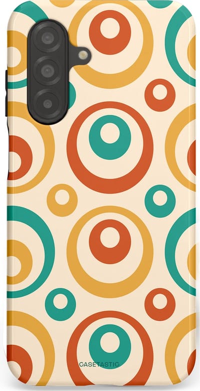 Casetastic hoesje geschikt voor Samsung Galaxy A26 - Dubbellaagse bescherming - Bolletjes boogie - Fashion Case - Crème Terracotta Goud Turquoise