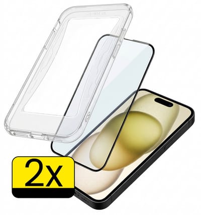 Screenprotector - Geschikt voor Apple iPhone 15 - 2 Stuks - Met Installatie Kit - Beschermglas - Gehard Glas - Tempered Glass - Screen Protector
