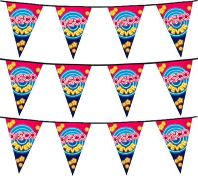 Boland Vlaggenlijn slinger met Disco Fever print - 3x - 600 cm - polyester - Seventies/eighties feest thema