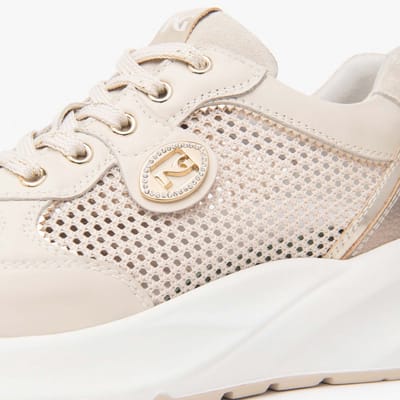Nerogiardini Sneaker Velvet 1039 T.Nora Latte 02 T.Brill Platino 6074 S - Fashion Wear - Vrouwen