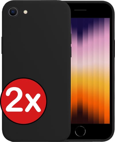 Hoesje - 2 Stuks - Geschikt voor Apple iPhone SE (2022) - Sterk & Shockproof - Telefoonhoes - Back Cover - Case Siliconen - Telefoon Hoes - Zwart