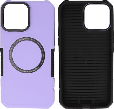 Hoesje Geschikt voor de iPhone 15 Pro - Schokbestendige Telefoonhoesje Geschikt voor MagSafe - Purple