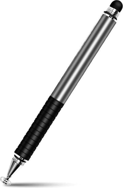 DrPhone SX Pro V6 Plus Stylus Pen met Clip – Capacitatieve Disc, Side Grip – Geschikt voor iPhone, iPad, Samsung Galaxy en Tab S – Grijs
