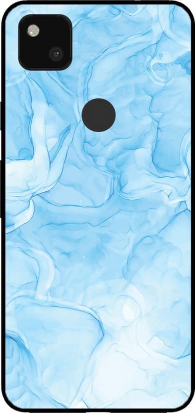 Smartphonica Telefoonhoesje voor Google Pixel 4A met marmer opdruk - TPU backcover case marble design - Lichtblauw geschikt voor Google Pixel 4A
