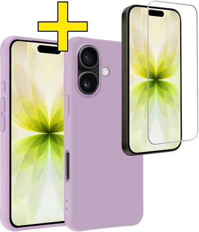 Hoesje - Met Screenprotector - Geschikt voor Apple iPhone 17 - Sterk & Shockproof - Back Cover - Siliconen Case - Telefoon Hoes - Telefoonhoesjes - Lila