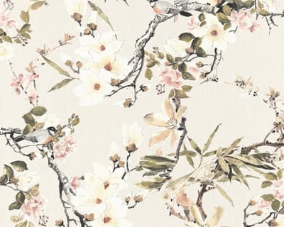 BLOEMEN EN VOGELS BEHANG | Botanisch & Dieren - meerkleurig beige groen - A.S. Création Michalsky 3