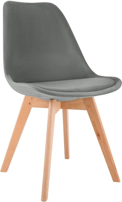 CLP Linares Eetkamerstoel - Design Keukenstoel - Scandinavisch Kuipstoel - Houten Poten Fluweel/grijs