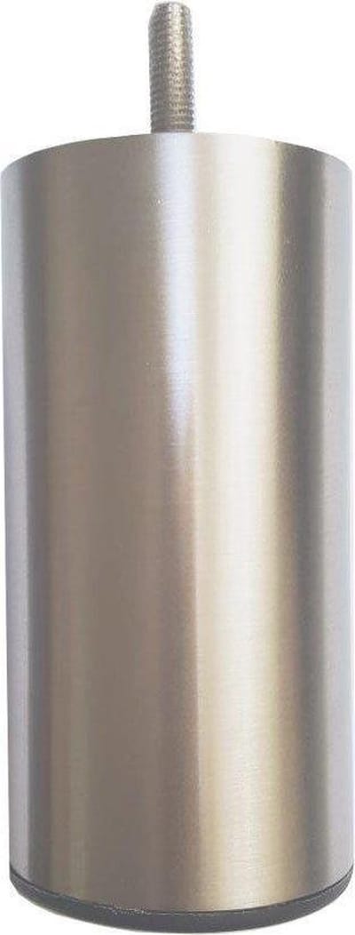 FLE - Stalen meubelpoot rvs look rond ø 6 cm en hoogte 12 cm (M8)