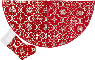 48 inch grote kerstboomrok, zachte hoes voor kerstdecoratie, sneeuwvlokkraag, boerderijboomrok voor vakantie-ornamenten, feestdecoraties voor thuis en binnen (rood, 48 inch)