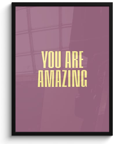 Poster in lijst - Fotolijst 50x70 cm - Posters - Tekst - Paars - Amazing - Posterlijst zwart - Decoratie - Wanddecoratie woonkamer - Muurdecoratie slaapkamer
