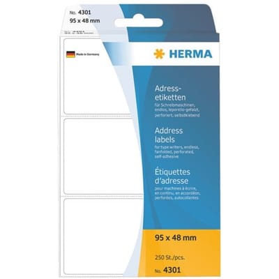 Etiket HERMA adres 4301 95x48mm zig-zag 250 stuks