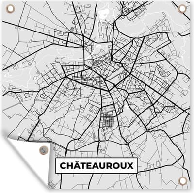 Tuin poster Plattegrond – Châteauroux – Stadskaart – Kaart – Frankrijk - 200x200 cm - Tuindoek