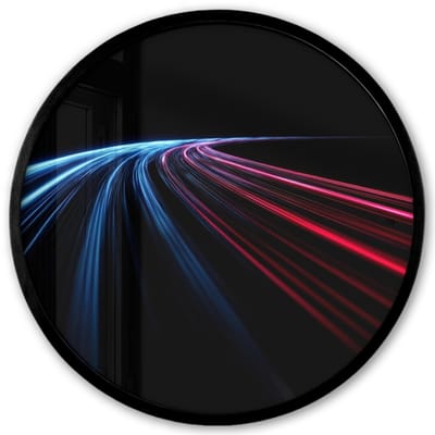 Poster in lijst Rond - Fotolijst 40x40 cm - Posters - Gaming - Strepen - Gebogen - Blauw - Ronde posterlijst zwart - Decoratie - Wanddecoratie woonkamer - Muurdecoratie slaapkamer