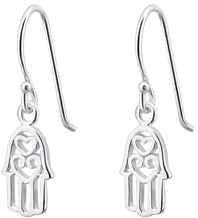 Joy|S - Zilveren Hamsa bedel oorbellen - oorhangers