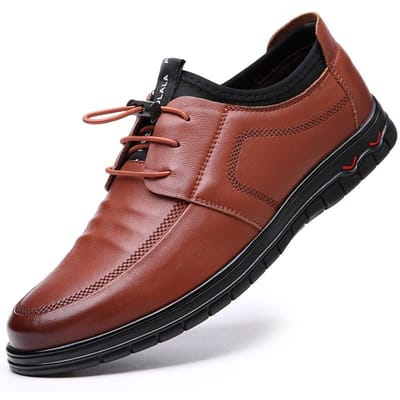 Casual leren schoenen heren nieuwe leren tide comfortabele schoenen superzachte zool zacht leren oppervlak vetersluiting herenschoenen 44 bruin