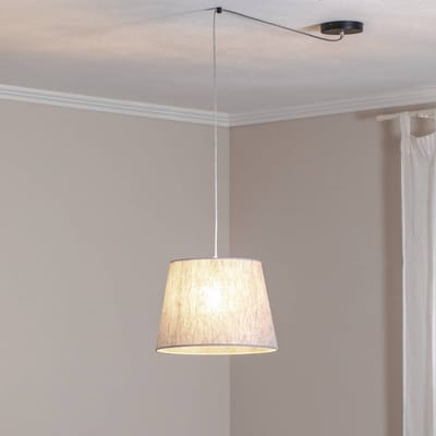 EMIBIG LIGHTING Ascot hanglamp, Ø 38 cm, grijs, stof, gedecentraliseerd