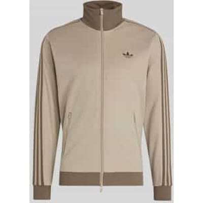 slim fit sweatjack van katoenmix met opstaande kraag